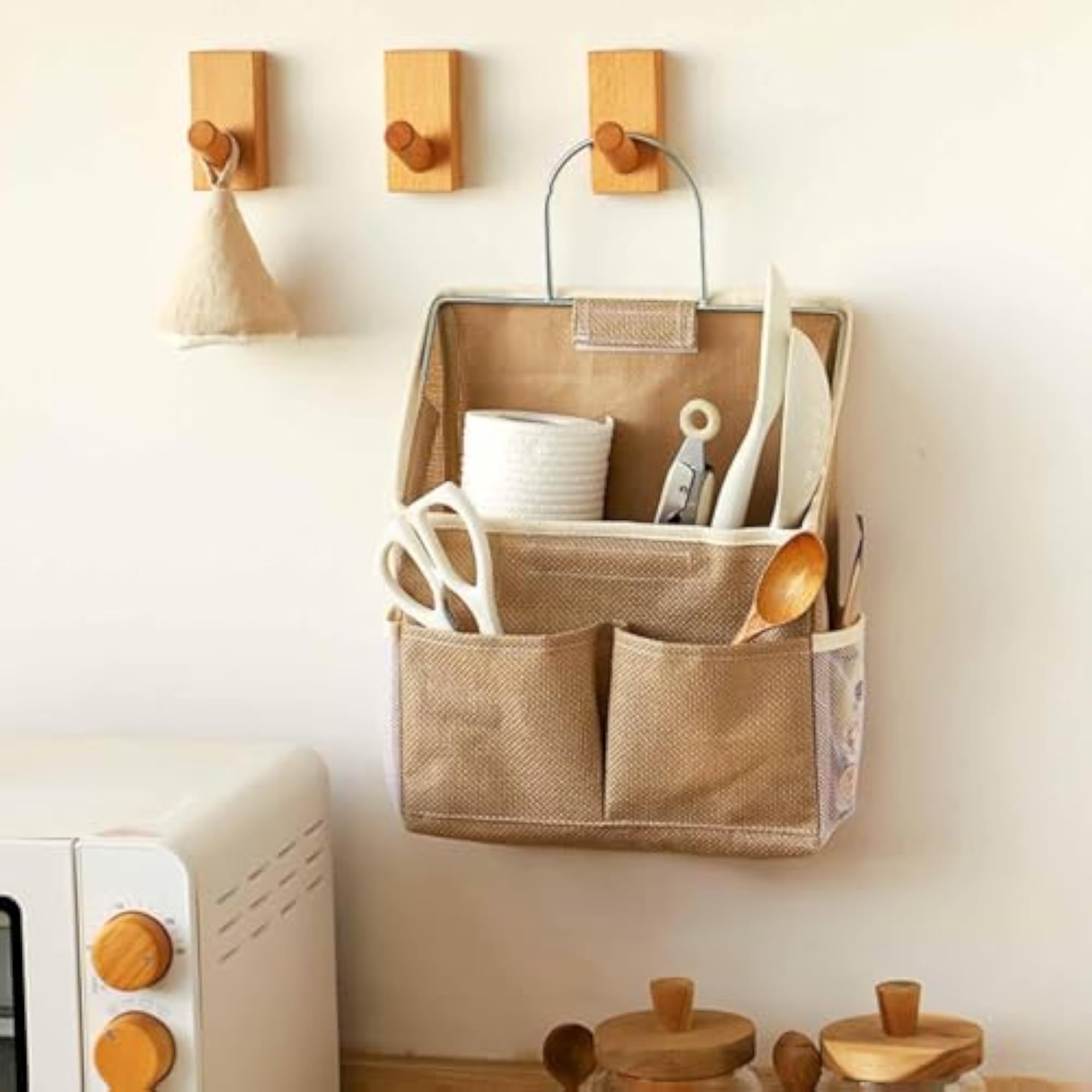 Wall Hanging Organizer Bag for Office and Dorm Storage, Yellow